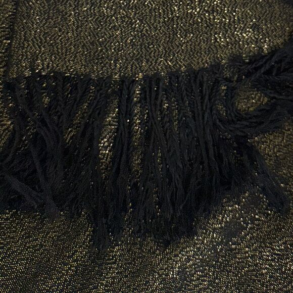 Sparky Metallic Neck Scarf Women's 74" Black Gold Necktie Fringe Shawl Wrap - Picture 2 of 6